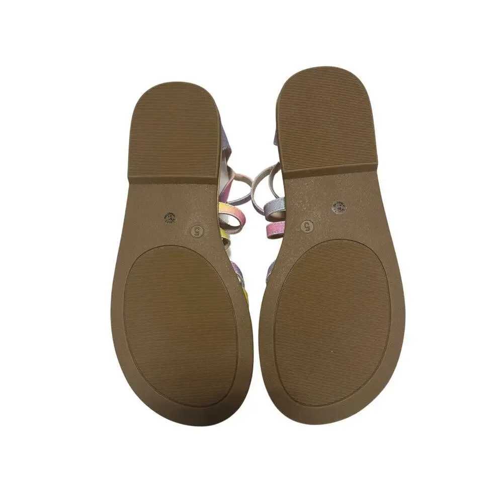 Thereabouts Girls Rainbow Gladiator Sandals Size 5  NWT